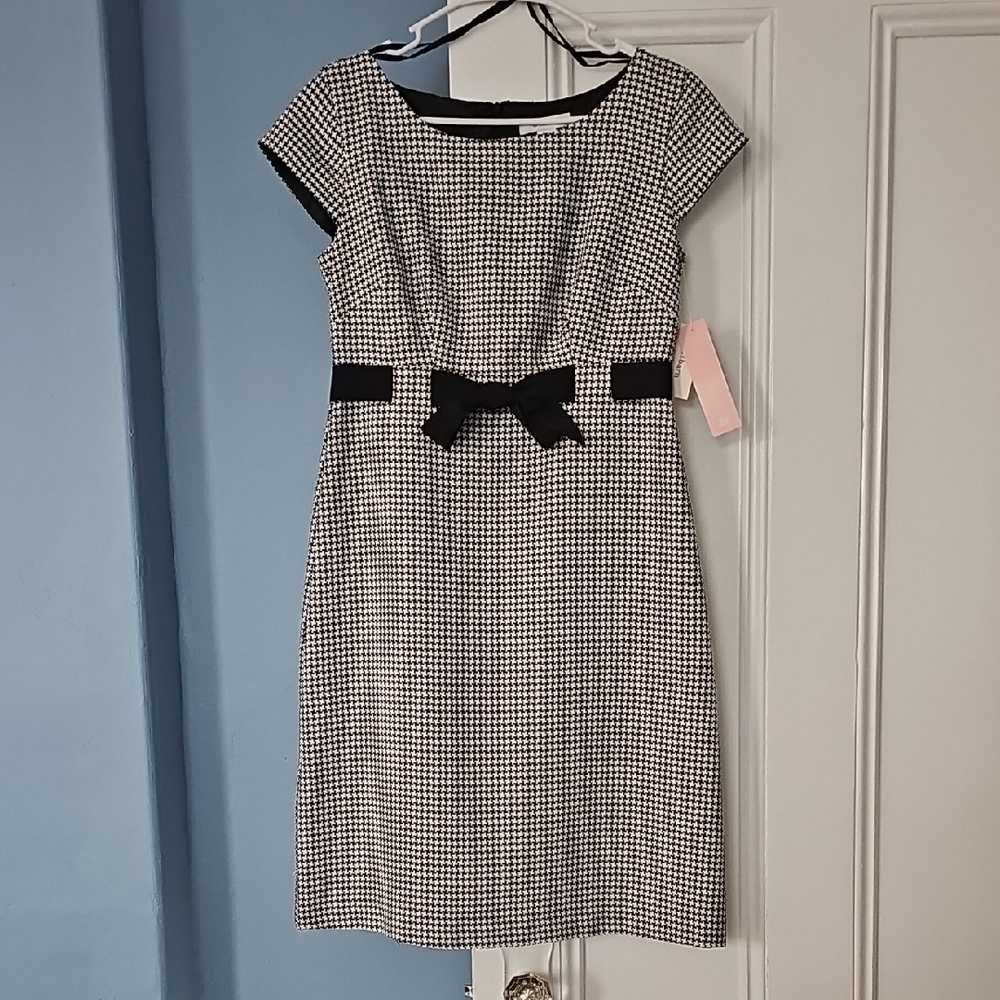 dressbarn Black and White Checkered Midi Dress